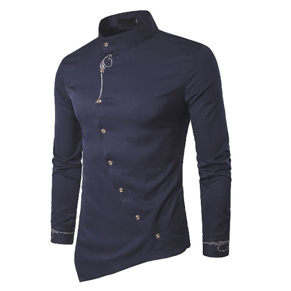 Les chemises à boutonnière de broderie irrégulière personnalisée de mode des hommes de mode - Cadetblue XL