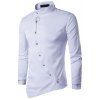 Les chemises à boutonnière de broderie irrégulière personnalisée de mode des hommes de mode - Blanc 2XL