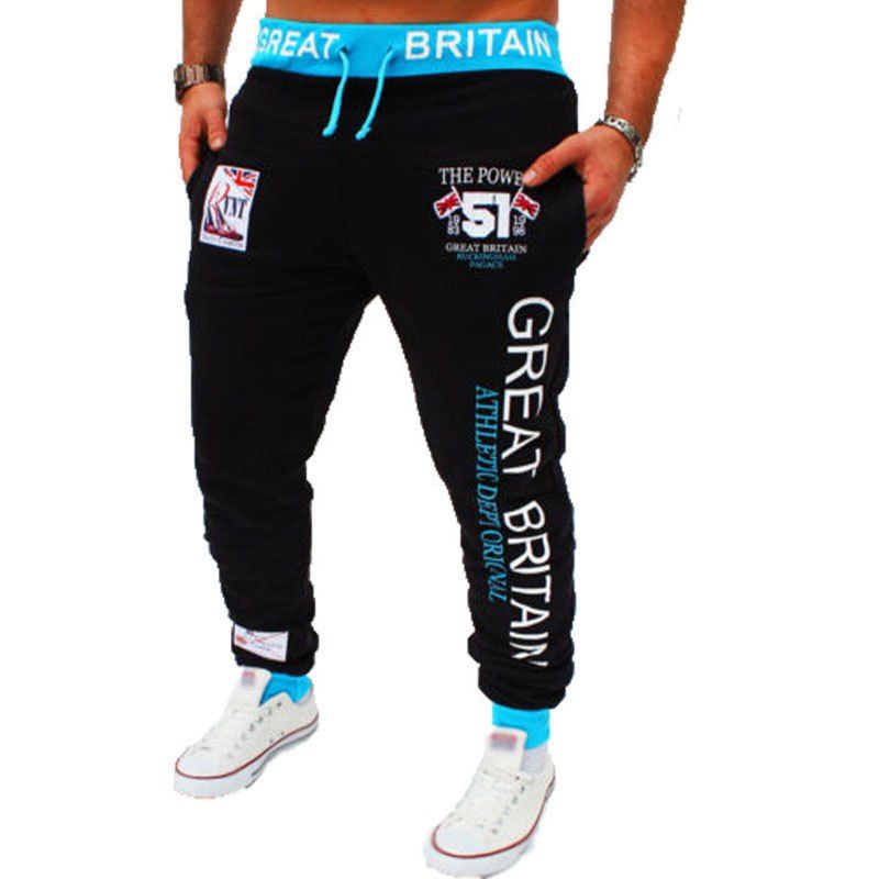 

Men's Fashion Digital Printing British Flag Pattern Casual Pants, Black