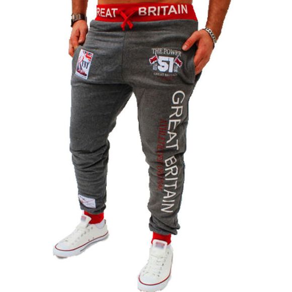 Pantalon décontracté de la mode des hommes d'impression numérique de mode britannique - Gris Foncé XL
