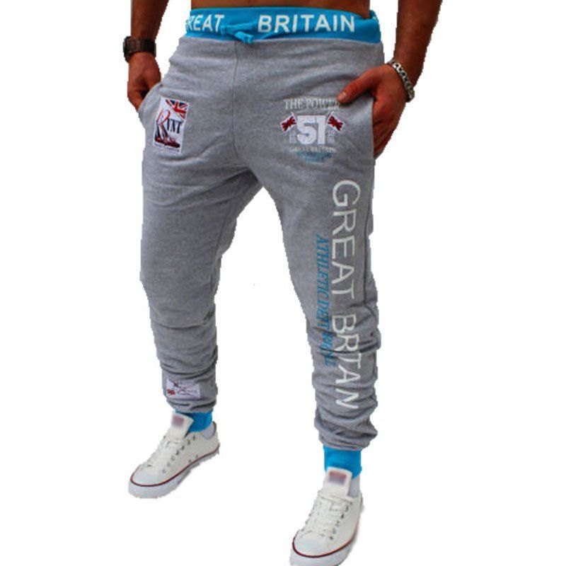 

Men's Fashion Digital Printing British Flag Pattern Casual Pants, Light gray