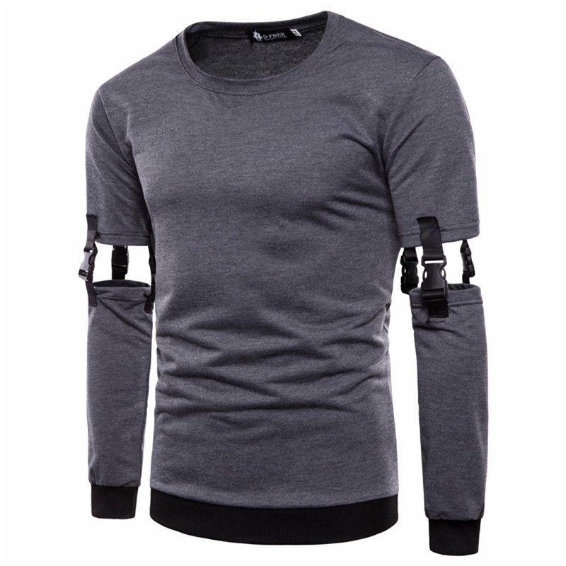 

Men's Fashion Personality Pure Color Removable Sleeve Sweatshirt, Dark gray