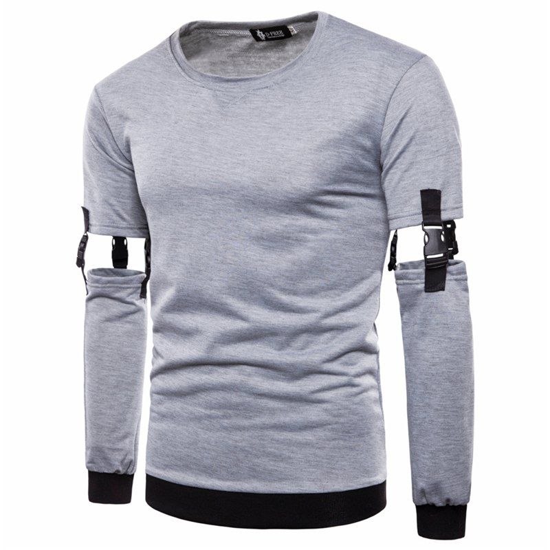 

Men's Fashion Personality Pure Color Removable Sleeve Sweatshirt, Light gray