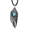 Accessoires de mode Antique Silver Eagle Eye Feather avec collier Turquoise - Argent 