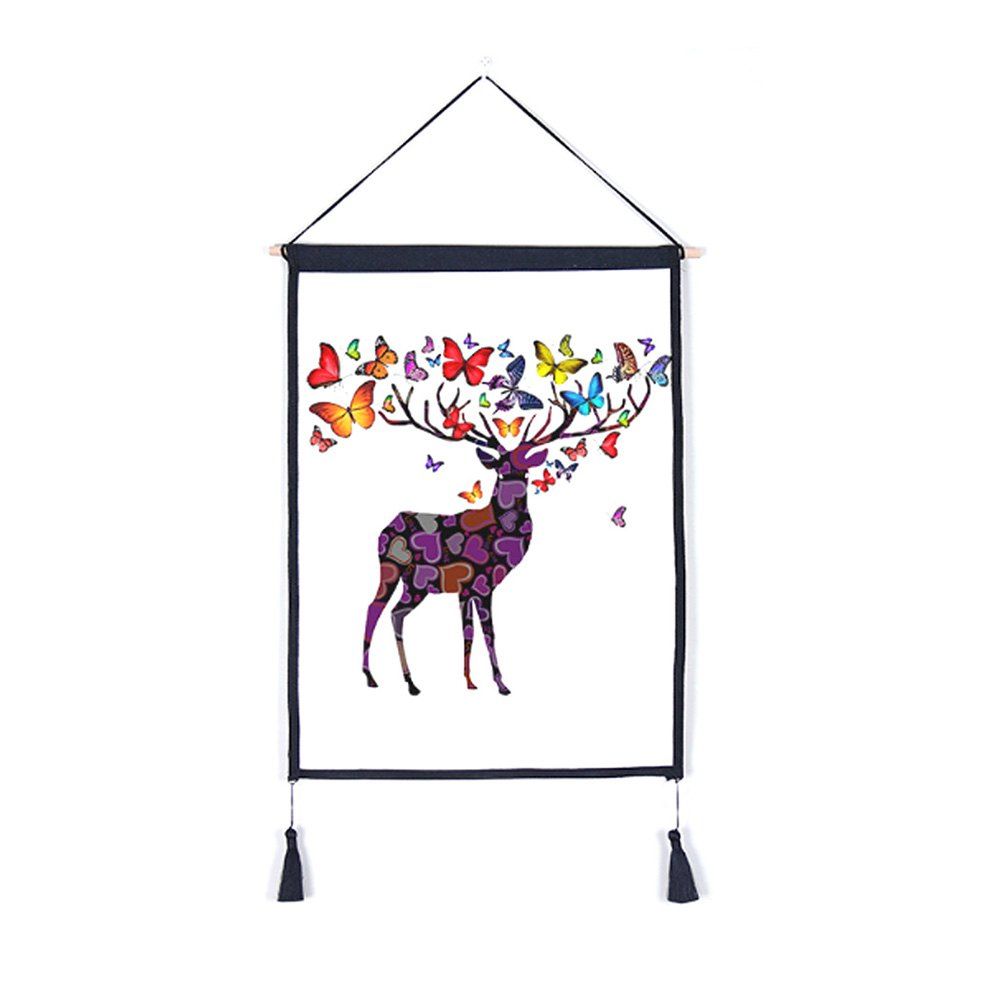 

Antler Flower Decoration Background Hanging Cloth Print, Multi-b