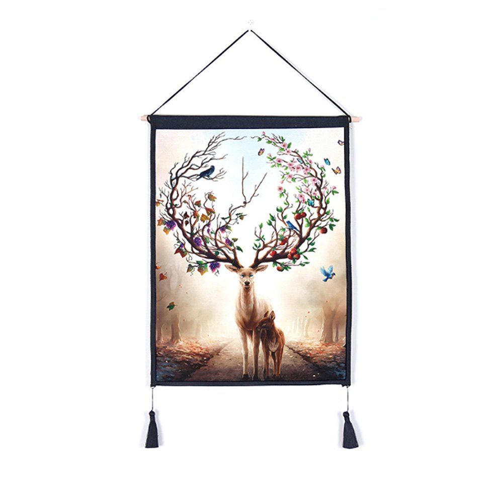 

Antler Flower Decoration Background Hanging Cloth Print, Multi-c