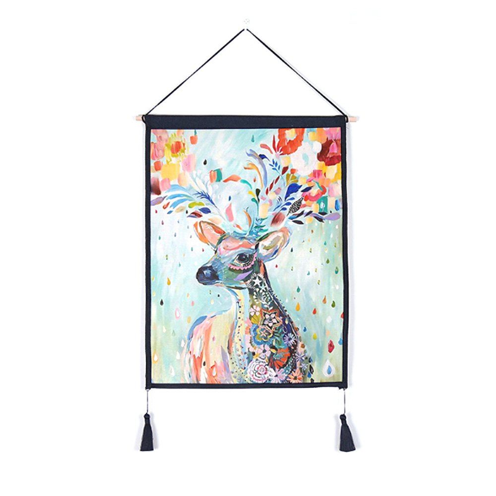 

Antler Flower Decoration Background Hanging Cloth Print, Multi-d