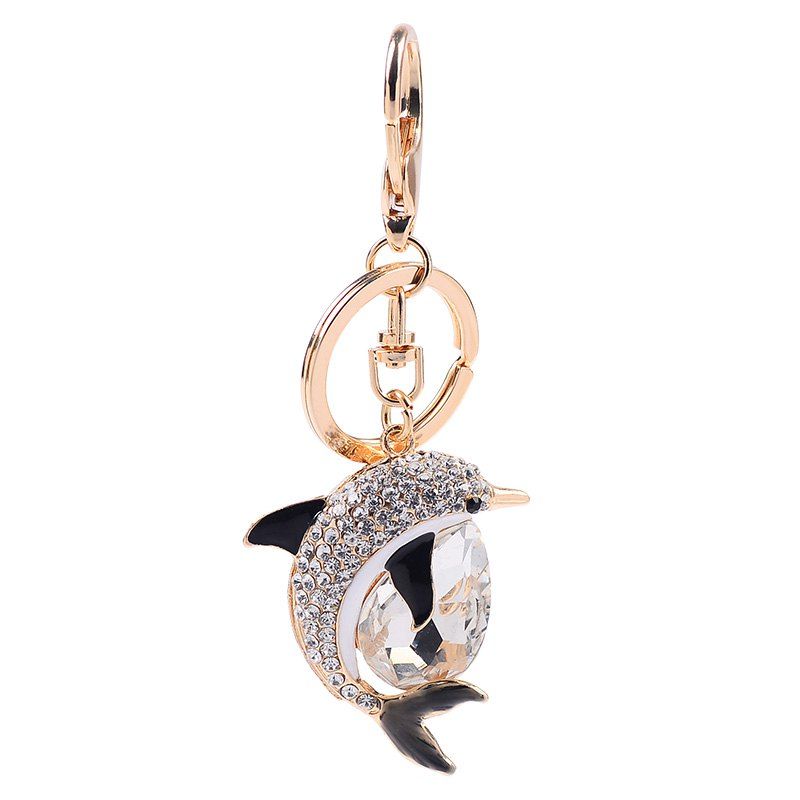 

EASYA Cute Dolphin Sparkling Charm Blingbling Keychain Crystal Rhinestone Pendan, White