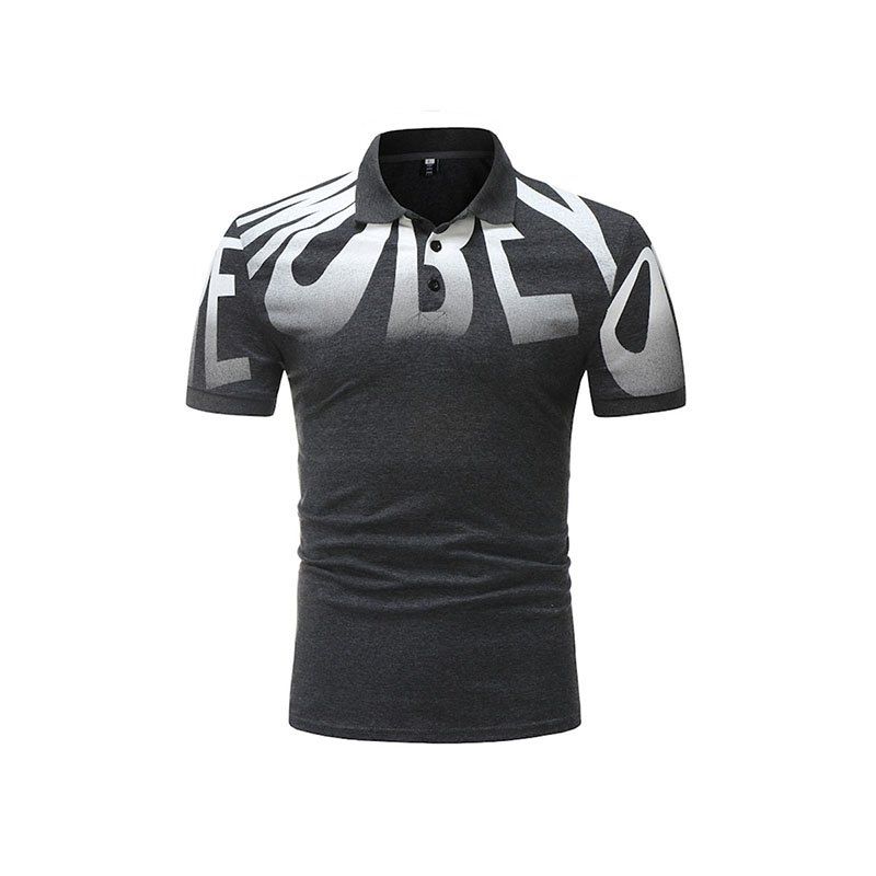 

Men's Fashion Casual High-Quality Printed Short Sleeve Polo Shirt, Dark gray