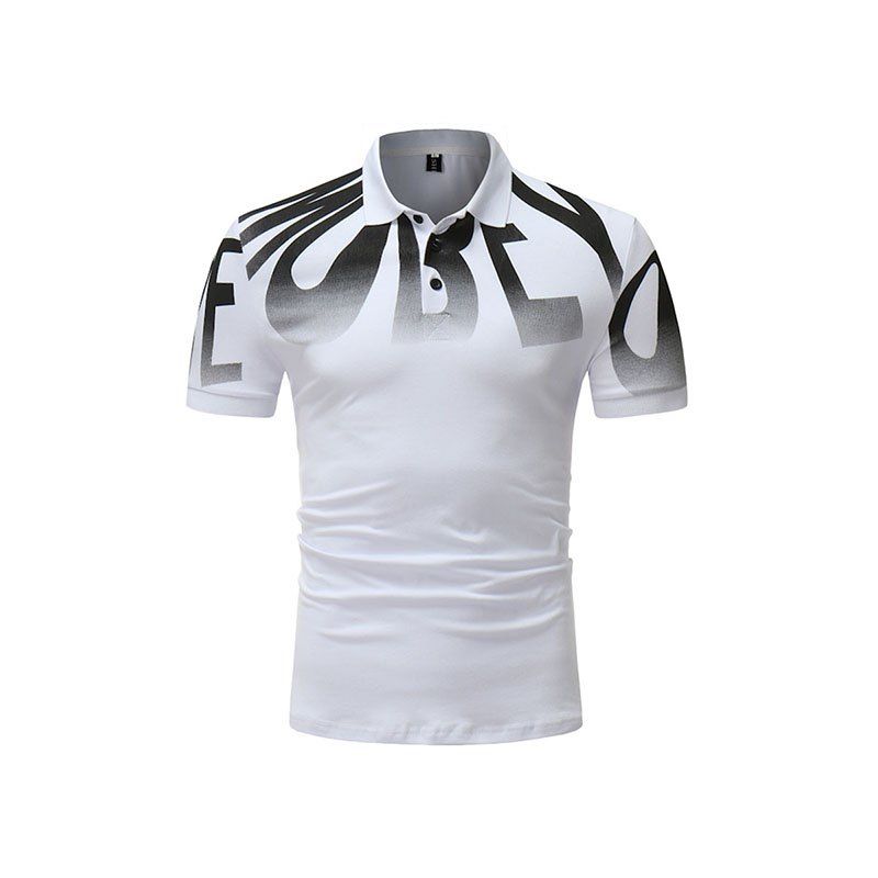 

Men's Fashion Casual High-Quality Printed Short Sleeve Polo Shirt, White