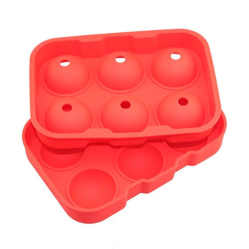 

6 Hole Silicone Ice Hockey Mould, Red