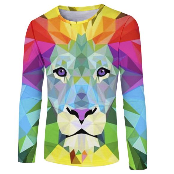 2018 Nouveau T-shirt à manches longues imprimé léopard de la mode 3D - multicolor M