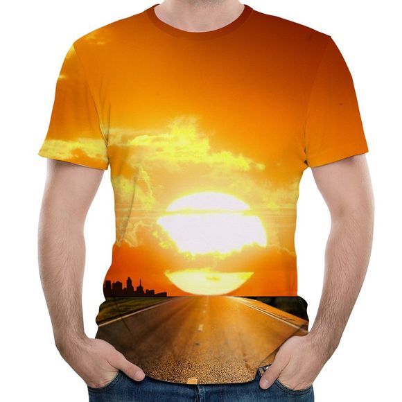 Élégant T-shirt à manches courtes New Morning Sun 3D Imprimé Hommes - Jaune M