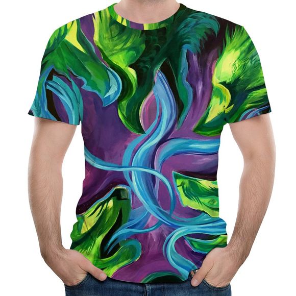 2018 été nouveau mode décontracté impression 3D T-shirt court - multicolor 5XL
