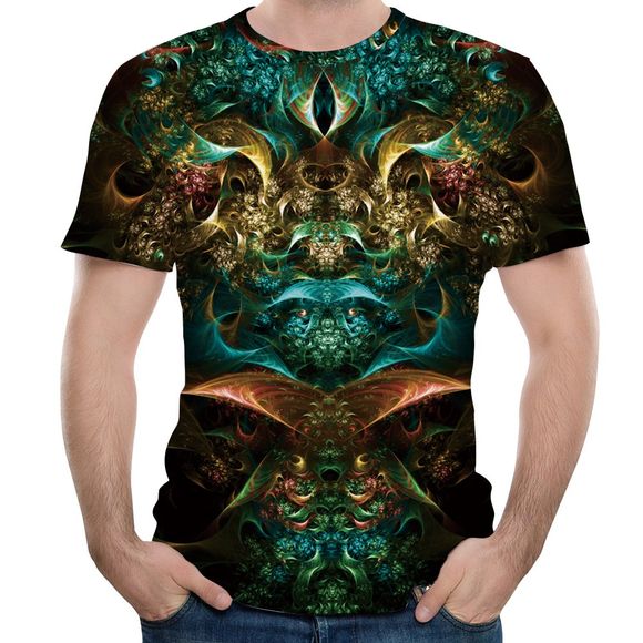 2018 New Erlang Dieu Fashion Casual impression 3D T-shirt court - multicolor 4XL