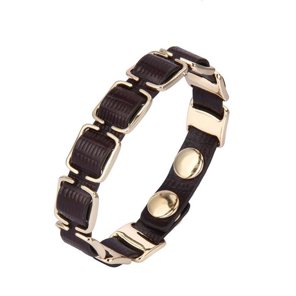 Bracelet en cuir de bouton d'anneau de personnalité de accessoires de mode - Café profond 