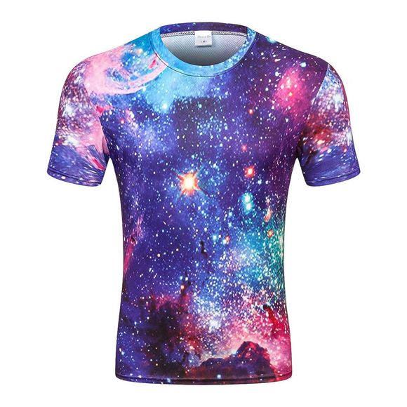 T-shirt à manches courtes imprimé numérique 3D Star pour homme - multicolor B 4XL