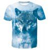 T-shirt à manches courtes imprimé léopard bleu 3D à manches courtes pour hommes - multicolor A 2XL