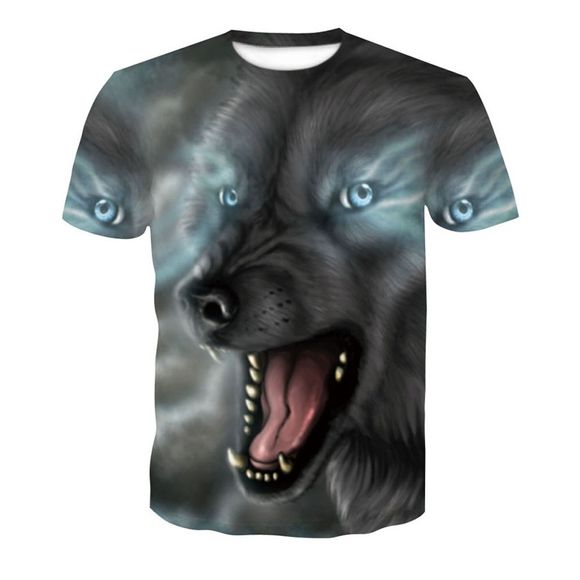 T-shirt à imprimé numérique à manches courtes 3D Blue Eye pour homme - multicolor A 4XL