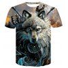 T-shirt imprimé numérique à manches courtes bleu ciel Eye Wolf pour homme - multicolor A M
