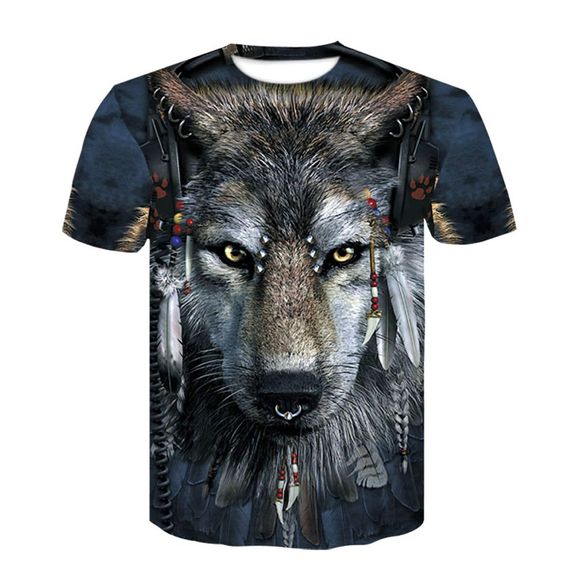 T-shirt imprimé numérique à manches courtes 3D Wind Wolves pour hommes d'été - multicolor A 3XL
