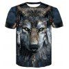 T-shirt imprimé numérique à manches courtes 3D Wind Wolves pour hommes d'été - multicolor A XL