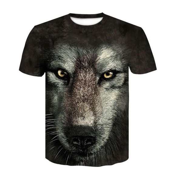 T-shirt imprimé à manches courtes 3D Wolf Homme été - multicolor A 4XL