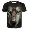 T-shirt imprimé à manches courtes 3D Wolf Homme été - multicolor A M