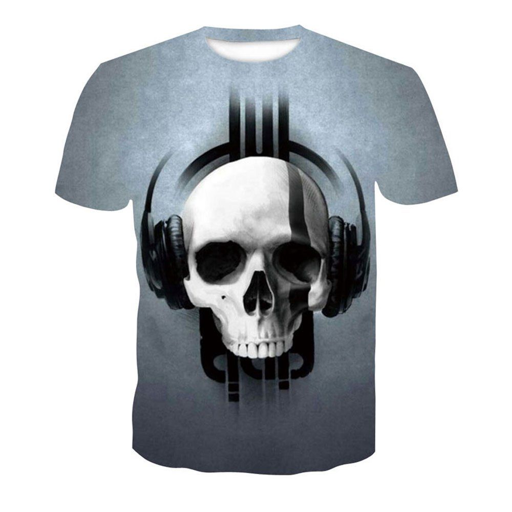 

Summer Men's 3D Headphones, Short-Sleeve Digital Print T-Shirts, Multi-a