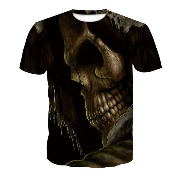 T-shirt à manches courtes imprimé numérique 3D pour homme - multicolor A M