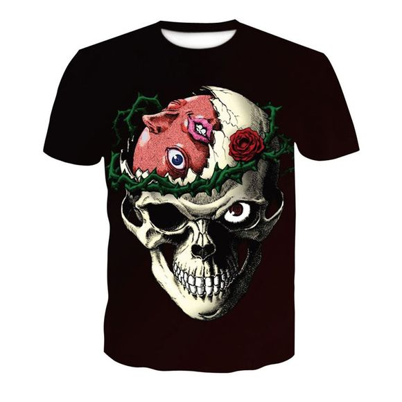 T-shirt à imprimé numérique à manches courtes pour homme été 3D Rose - multicolor A 4XL