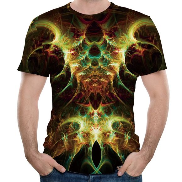 2018 New Flame Fashion Casual Impression 3D T-shirt court - multicolor M
