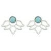 Gold Silver with Stone Flower Earrings For Women - SILVER 