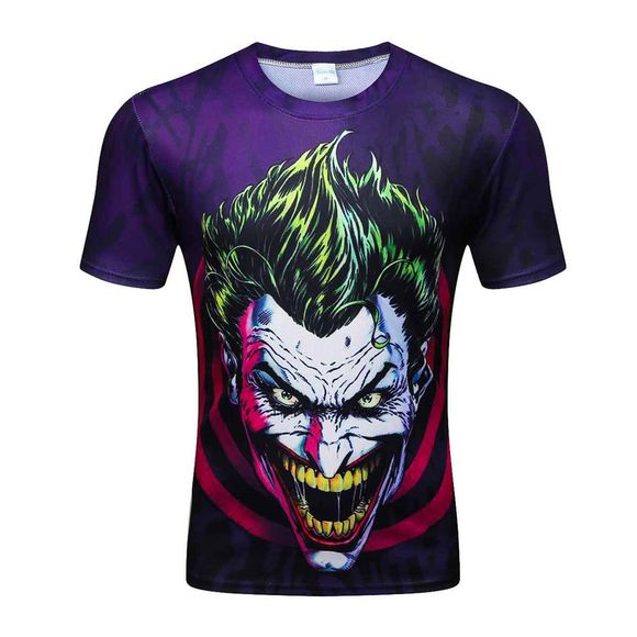 T-shirt lâche 3D à manches courtes imprimé clown 3D pour hommes - multicolor D 4XL