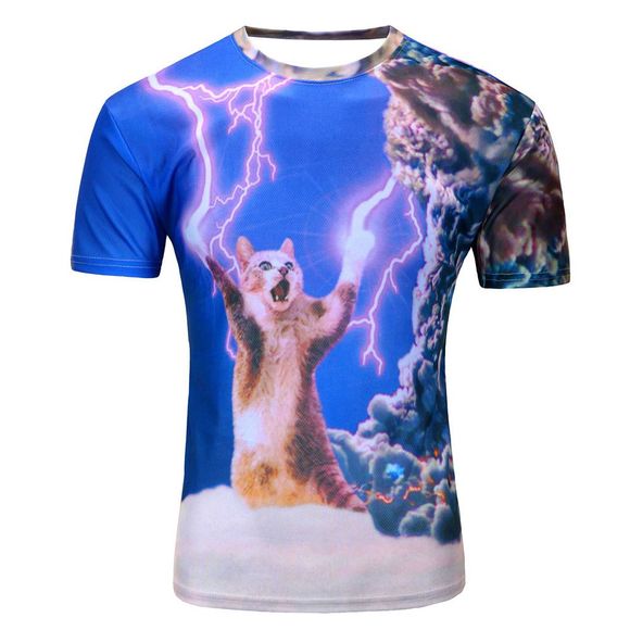 T-shirt à manches courtes imprimé numérique 3D pour chaton pour homme - multicolor 4XL