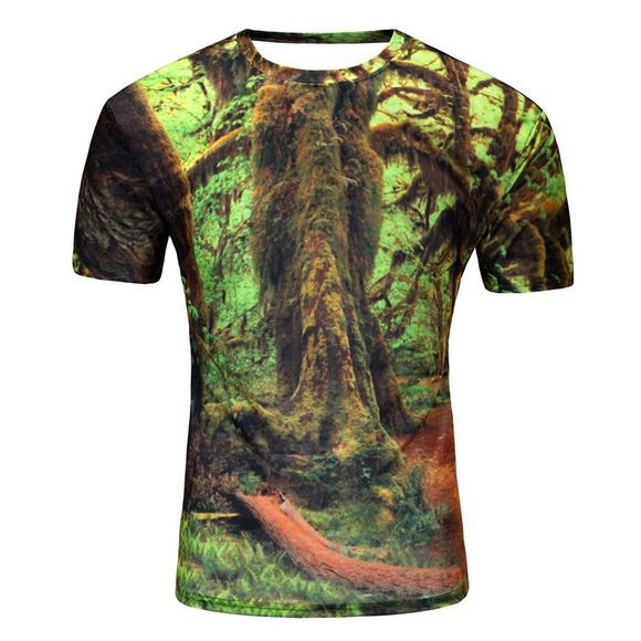 T-shirt en bois à manches courtes imprimé 3D pour l'été des hommes - multicolor 4XL