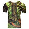 T-shirt en bois à manches courtes imprimé 3D pour l'été des hommes - multicolor 4XL