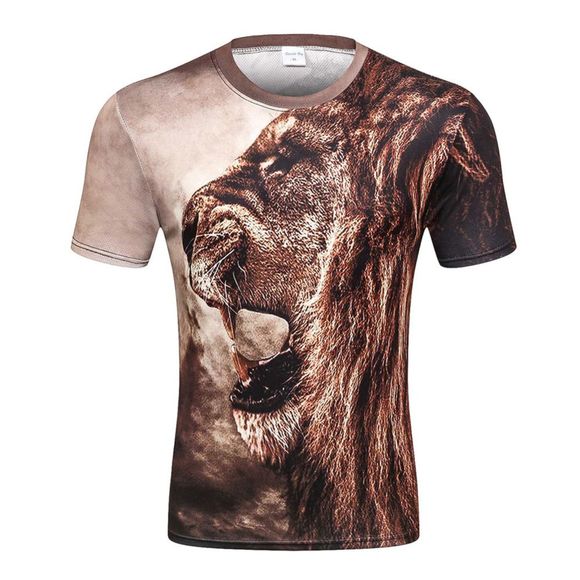 T-shirt 3D à manches courtes imprimé numérique Lion pour homme - multicolor 4XL