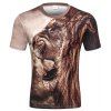 T-shirt 3D à manches courtes imprimé numérique Lion pour homme - multicolor 4XL