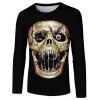 T-shirt à manches longues de mode 3D Printemps Automne Skull Print Men - Noir L