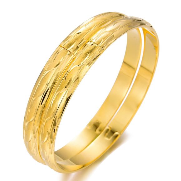 2pcs bracelet en or pour les femmes bracelet bijoux - Jaune 