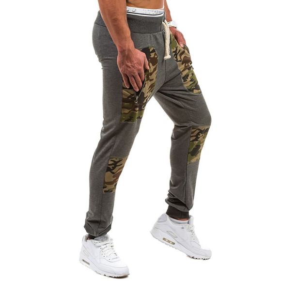 Men Casual Camo Active Zipper Pocket Pantalons de survêtement - Gris Foncé XL