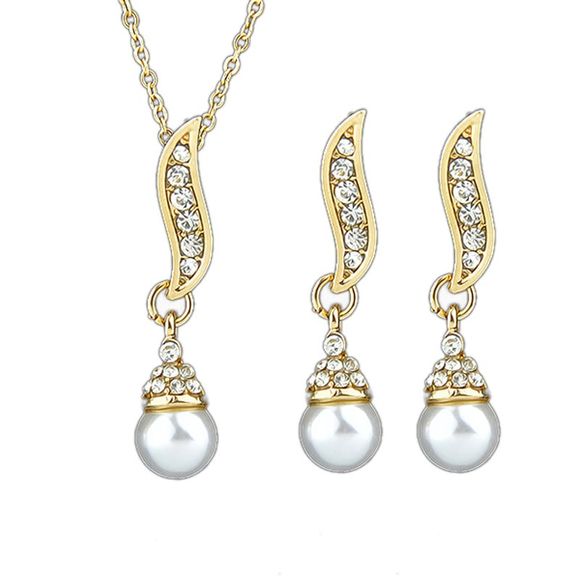 Collier et boucles d'oreilles en imitation de perles délicates - Or 