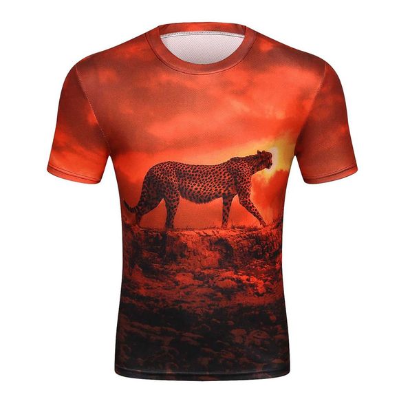T-shirt tigre à manches courtes imprimé numérique pour l'été des hommes - multicolor XL