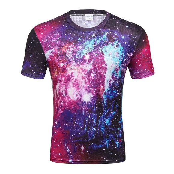 T-shirt imprimé multicolore ciel été 3D à manches courtes pour homme - multicolor M