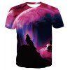 T-shirt à manches courtes imprimé numérique 3D au clair de lune pour hommes - multicolor 3XL