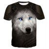T-shirt à imprimé numérique à manches courtes 3D Wolf Summer pour homme - multicolor L
