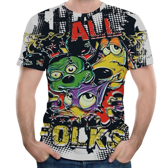 Été 3D nouveau graffiti impression hommes à manches courtes T-shirt - multicolor 5XL