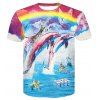 T-shirt à manches courtes imprimé numérique dauphin 3D à manches courtes pour homme - multicolor 4XL