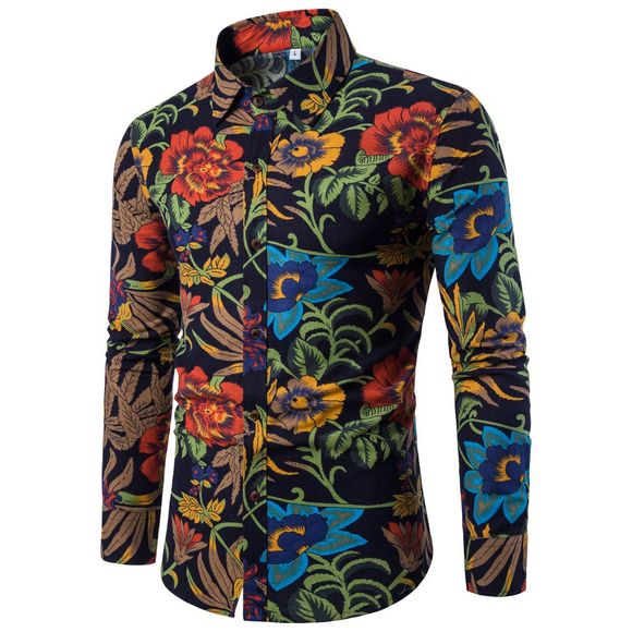 Chemise à manches longues pour hommes imprimée Body Trim Fashion Collar - multicolor 5XL